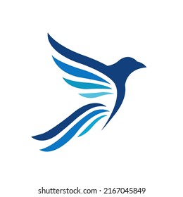 wings bird logo design vector template illustration, simple bird logo template editable