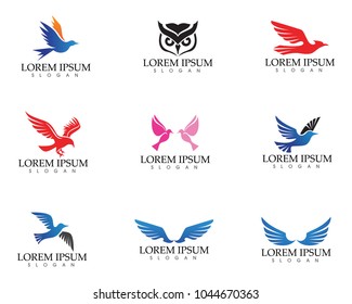 Abstrakte Symbole für abstrakte Wings-Vogel-Zeichen
