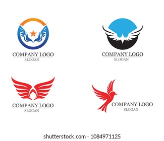 Wings bird sign abstract template icons app
