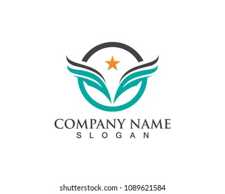 Wings bird sign abstract template icons app
