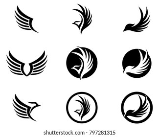 Wings bird sign abstract template icons app