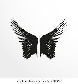 Wings of birds. Vector illustration. Black and white view.