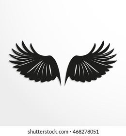 Wings of birds. Vector illustration. Black and white view.