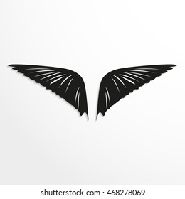 Wings of birds. Vector illustration. Black and white view.