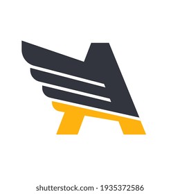 A wings black and golden monogram logo letter