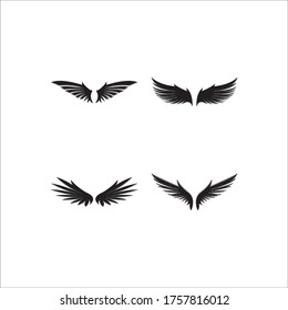Juego de vectores de iconos negros Wings. Diseño minimalista moderno.