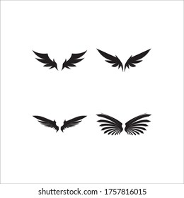 Wings black icons vector set. Modern minimalistic design.