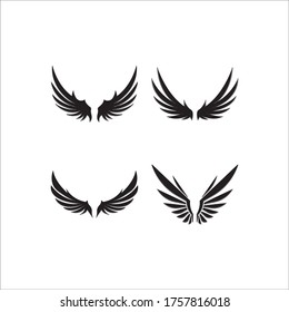 Flügelt schwarze Symbole Vektorset. Modernes minimalistisches Design.