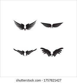 Wings black icons vector set. Modern minimalistic design.