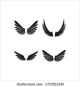 Wings black icons vector set. Modern minimalistic design.