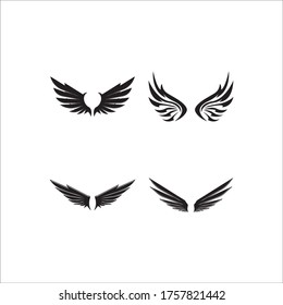 Wings black icons vector set. Modern minimalistic design.