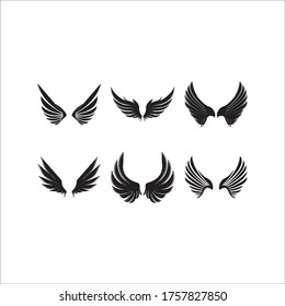 Wings black icons vector set. Modern minimalistic design.