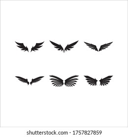 Juego de vectores de iconos negros Wings. Diseño minimalista moderno.