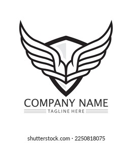 Wings black icons vector set. Modern minimalistic design.