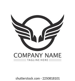 Wings black icons vector set. Modern minimalistic design.