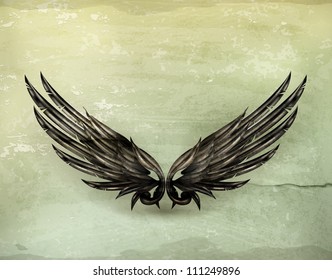 Wings black old-style vector