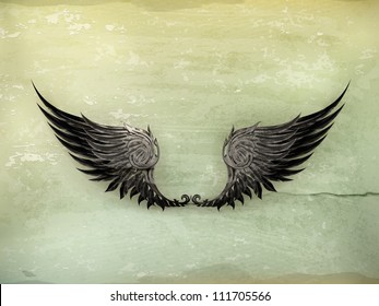 Wings Black, old-style vector