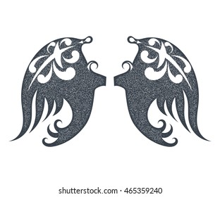 Wings black on a white background. Tattoo grunge isolated. Stock vector illustration.