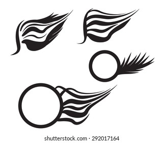 wings black vector design element symbols