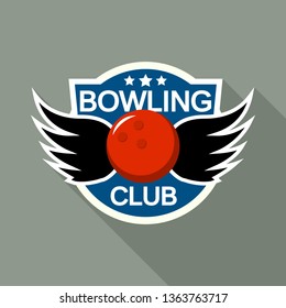 Wings bowling club logo. Flat illustration of wings bowling club vector logo for web design