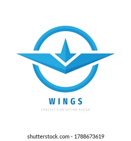 Wings - Vorlage für Firmenlogo, kreative Illustration. Abstraktes Vektorzeichen befördern. Design-Element.