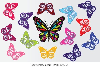 The wings of the butterfly vector may feature gradients that seamlessly blend one color into another, adding depth and dimension to its ethereal appearance.