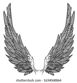 wings cartoon illustration doodle isolated on white