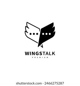 wings and chat logo design illustration
