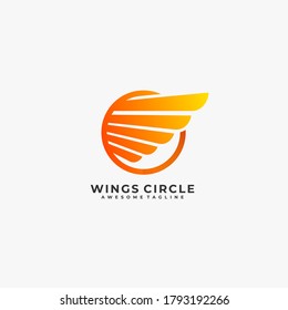 Wings With Circle Geometric Illustration Vector Logo.