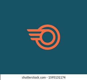 Wings in circle Logo Icon Premium Minimal emblem design template