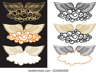 wings and cloud logo for your company