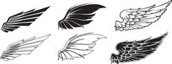 Wings Collection Illustration, Set Of Wings Icon Vector, Coat Of Arm, Group Of Wings Vector, Wings Line Vector Set.