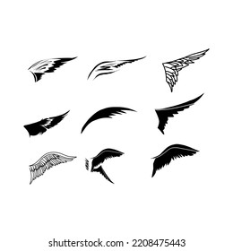 Wings Collection illustration, set of Wings Icon vector, Coat of Arm, Group of Wings vector, Wings Line Vector set.
