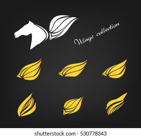 Wings collection and pegasus logo design template
