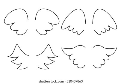 Wings collection. Vector illustration set with angel or bird wing icon isolated on white background