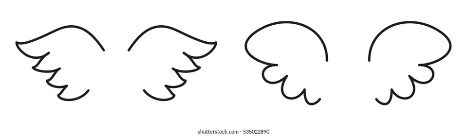 Wings collection. Vector illustration set with angel or bird wing icon isolated on white background