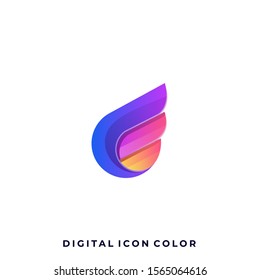 Wings Colorful Illustration Vector Design Template. Suitable for Creative Industry, Multimedia, entertainment, Educations, Shop, and any related business