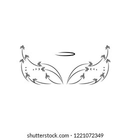 Wings, crown, arrows hand drawn icon. Element of wings icon for mobile concept and web apps. Hand drawn Wings, crown, arrows icon can be used for web and mobile