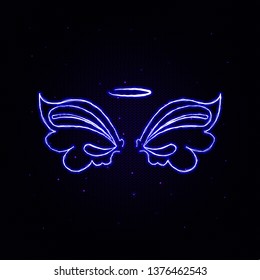 Wings, crown hand drawn electric icon. Elements of Wings crown set. Simple icon for websites, web design, mobile app, info graphics