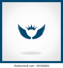 Wings and crown symbol. Vector illustration.