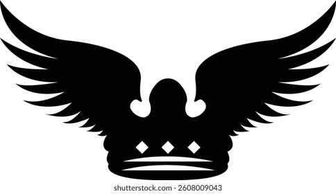 Wings and crown vector isolated on white background