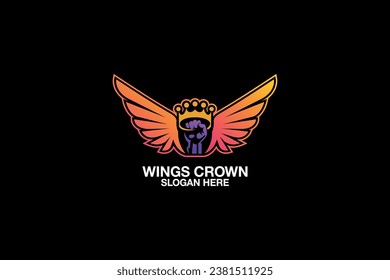 wings crown vector template logo design