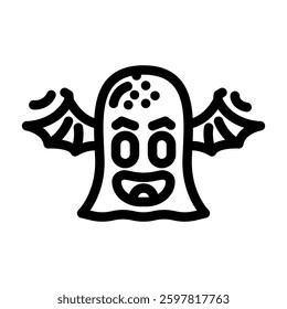 wings cute monster line icon vector. wings cute monster sign. isolated contour symbol black illustration