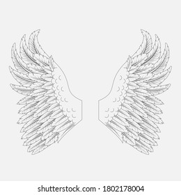 Wings design element vector line art style