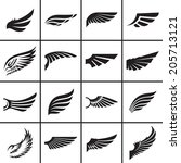 Wings design elements set in different styles vector illustration