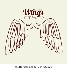 Wings design over beige background, vector illustration