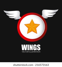 Wings design over black background, vector illustration