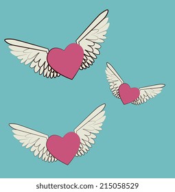 Wings design over blue background, vector illustration