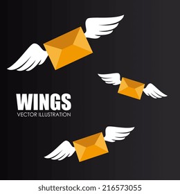 Wings design over gray background, vector illustration