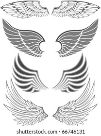 Wings in different forms and styles for emblems